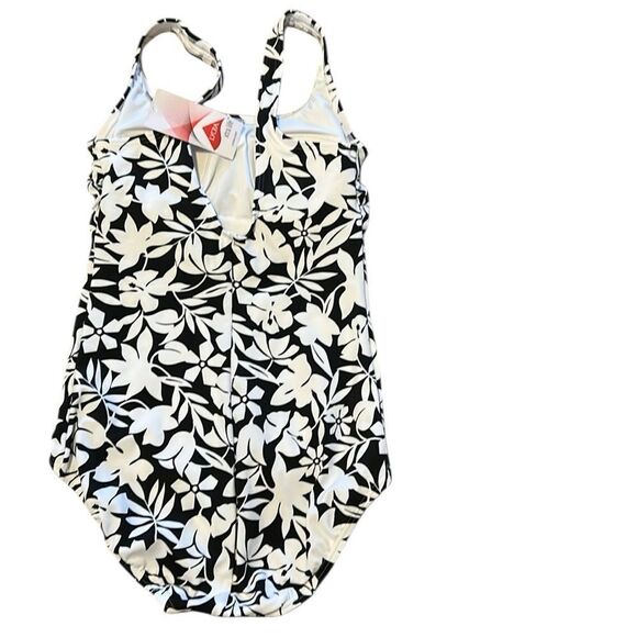 Lands' End Tank Soft Cup One Piece Swimsuit Black Havana Floral, size 4, NWT - Picture 3 of 8